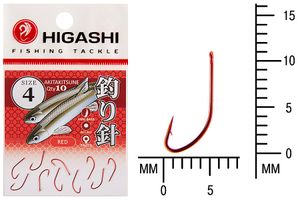 Крючок HIGASHI Akitakitsune ringed #4 Red