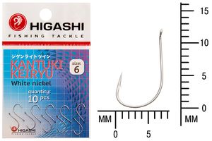 Крючок HIGASHI Kantuki Keiryu #6 White nickel