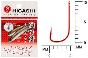 Крючок HIGASHI Sode ringed #4 Red
