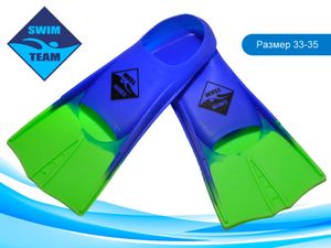Ласты для бассейна размер 33-35 SWIM TEAM :ТЕ-2737-3  (сине-салатовый) 00084