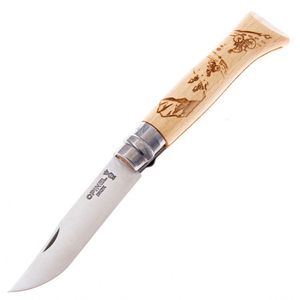 Нож Opinel №8 Alpine adventures, нержавеющая сталь, рукоять дуб, гравировка горный велосипед, 002187 Opinel