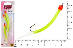 Крючок оснащенный кембриком HIGASHI Gummi Makk #4/0 (set-3pcs) #03 Yellow