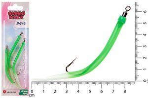 Крючок оснащенный кембриком HIGASHI Gummi Makk #4/0 (set-3pcs) #04 Green