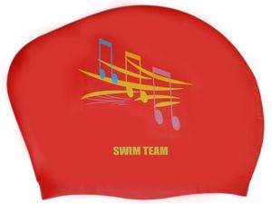 Шапочка для плавания для длинных волос SWIM TEAM ноты: KW-N  (Красный) GETSPORT 06105