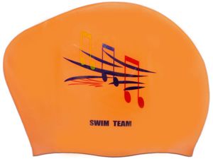Шапочка для плавания для длинных волос SWIM TEAM ноты: KW-N  (Оранжевый) GETSPORT 06105