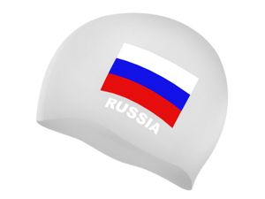 Шапочка для плавания SPRINTER. Классический дизайн с изображением флага России.  (Белый) GETSPORT 06330