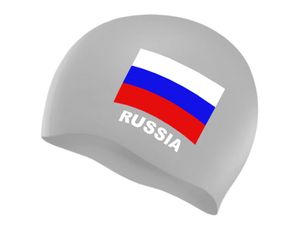 Шапочка для плавания SPRINTER. Классический дизайн с изображением флага России.  (Серый) GETSPORT 06330