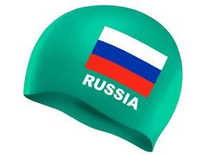 Шапочка для плавания SPRINTER. Классический дизайн с изображением флага России.  (Зелёный) GETSPORT 06330