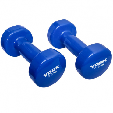Гантель виниловая York DBY200 0.5 кг (1 шт) (синяя) B26313 10016384
