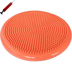 E45367 Полусфера массажная овальная с насосом надувная (ПВХ) d-33см (оранжевая) 10018560