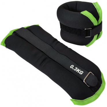 Утяжелители Sportex HKAW101-B (2х0,3кг) (нейлон) в сумке (черный с зеленой окантовкой) 10019004