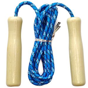 Скакалка нейлоновая с деревянными ручками 2,6 м Sportex E32621-1 (синяя) 10019919