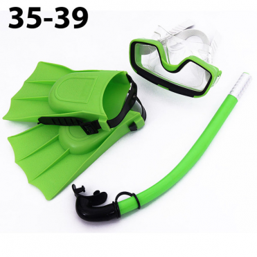 Набор для плавания 35-39 подростковый маска трубка + ласты (зеленый) (ПВХ) E33155 10020236