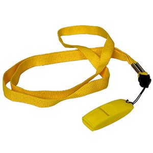 Свисток пластиковый без шарика судейский для зимних видов спорта со шнурком, Россия (желтый) 10021257