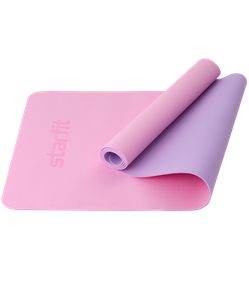 Коврик для йоги и фитнеса FM-201, TPE, 183x61x0,4 см, розовый пастель/фиолетовый пастель Starfit ЦБ-00001562