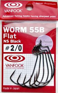 Офсетные крючки VANFOOK Worm-55B Flat #2/0 NS black