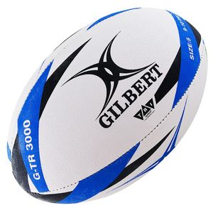Мяч для регби GILBERT G-TR3000 арт.42098205, р.5, резина, ручная сшивка, бело-черно-синий 5 GILBERT 42098205