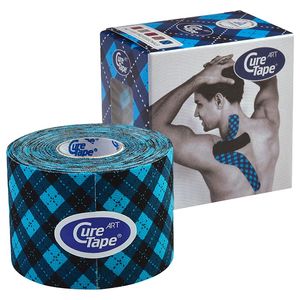 Тейп кинезиологический CureTape Art Tartan, 5 см x 5 м, арт. 162794, черно-голубой CURETAPE 162794