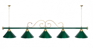 СТ Лампа Аристократ 5пл. металл (плафоны зеленые, штанга зеленая, фурнитура золото)