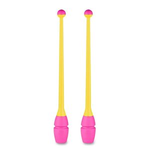 Булавы для художественной гимнастики INDIGO 41 см IN018-YP пластик каучук желто-розовый