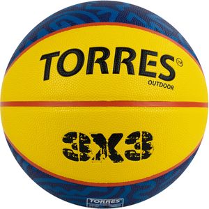 Мяч баскетбольный TORRES 3х3 Outdoor, B322346 р. 6, 8 панелей, ПУ,бут.кам,нейл.корд,жёлто-синий 6 TORRES B322346