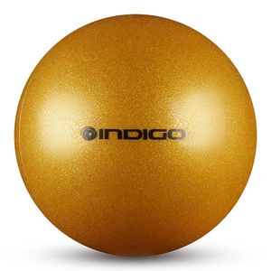 Мяч для художественной гимнастики INDIGO IN118-GOLD 19 см, ПВХ, золотой металлик с блестками