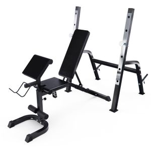 Скамья со стойками под штангу DFC GORILLA черная, с партой для бицепса DFC 201321B