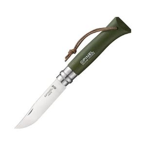 Нож Opinel №8 Trekking, нержавеющая сталь, кожаный темляк, хаки, 001703 Opinel