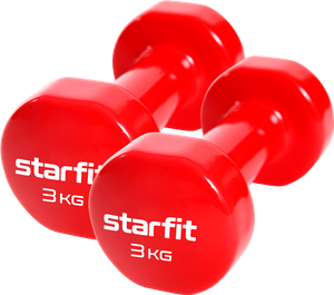 Гантель виниловая Core DB-101 3 кг, красный, 2 шт Starfit УТ-00020385