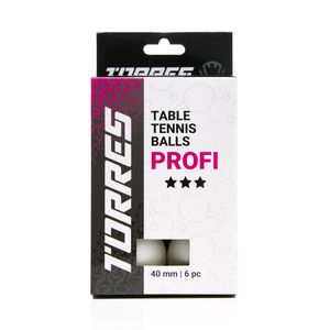 Мяч для наст. тенниса TORRES Profi 3*, TT23012, диам. 40+мм, упак. 6 шт, белый Диаметр 40+ TORRES TT23012