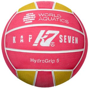 Мяч для водного поло KAP7 HydroGrip World Aquatics,98202 р.5, муж.,резина, 400-450гр, розов-желт-бел 5