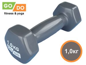 Гантель GO DO в виниловой оболочке.  Вес 1  кг.  (Серый) 31552