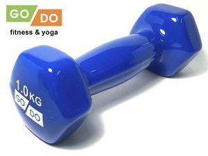 Гантель GO DO в виниловой оболочке.  Вес 1  кг.  (Синий) 31552