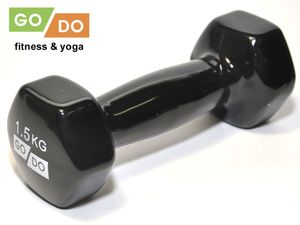 Гантель GO DO в виниловой оболочке.  Вес 1,5  кг.  (Чёрный) GO DO 31553