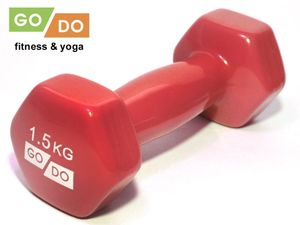 Гантель GO DO в виниловой оболочке.  Вес 1,5  кг.  (Красный) GO DO 31553