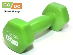 Гантель GO DO в виниловой оболочке.  Вес 1,5  кг.  (Зеленый) GETSPORT 31553