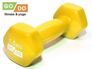 Гантель GO DO в виниловой оболочке.  Вес 1,5  кг.  (Жёлтый) GETSPORT 31553