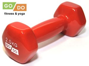 Гантель GO DO в виниловой оболочке.  Вес 2  кг.  (Красный) GO DO 31554