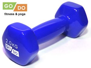 Гантель GO DO в виниловой оболочке.  Вес 2  кг.  (Синий) GO DO 31554