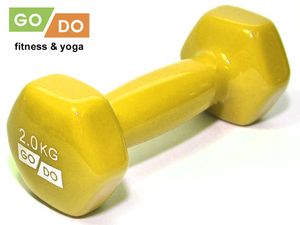 Гантель GO DO в виниловой оболочке.  Вес 2  кг.  (Жёлтый) GETSPORT 31554