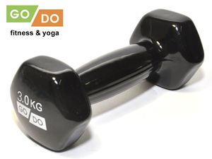 Гантель GO DO в виниловой оболочке.  Вес 3  кг.  (Чёрный) GETSPORT 31556