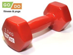 Гантель GO DO в виниловой оболочке.  Вес 3  кг.  (Красный) GO DO 31556