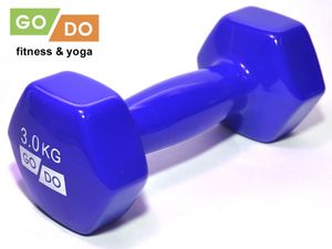 Гантель GO DO в виниловой оболочке.  Вес 3  кг.  (Синий) GO DO 31556