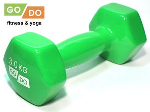 Гантель GO DO в виниловой оболочке.  Вес 3  кг.  (Зеленый) GETSPORT 31556