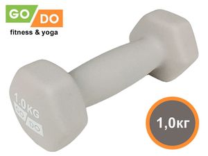 Гантель GO DO в виниловой матовой неопреновой оболочке.  Вес 1 кг.  (Белый) 31558