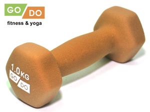Гантель GO DO в виниловой матовой неопреновой оболочке.  Вес 1 кг.  (Оранжевый) GO DO 31558