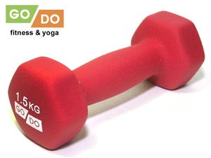 Гантель GO DO в виниловой матовой неопреновой оболочке. Вес 1,5 кг.  (Красный) GETSPORT 31559