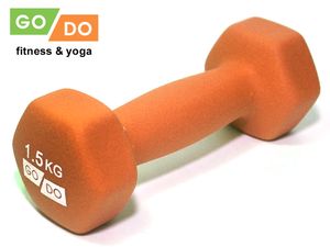 Гантель GO DO в виниловой матовой неопреновой оболочке. Вес 1,5 кг.  (Оранжевый) GO DO 31559