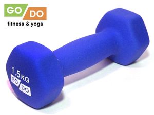 Гантель GO DO в виниловой матовой неопреновой оболочке. Вес 1,5 кг.  (Синий) GETSPORT 31559