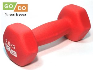 Гантель GO DO в виниловой матовой неопреновой оболочке.  Вес 2 кг.  (Красный) GETSPORT 31560